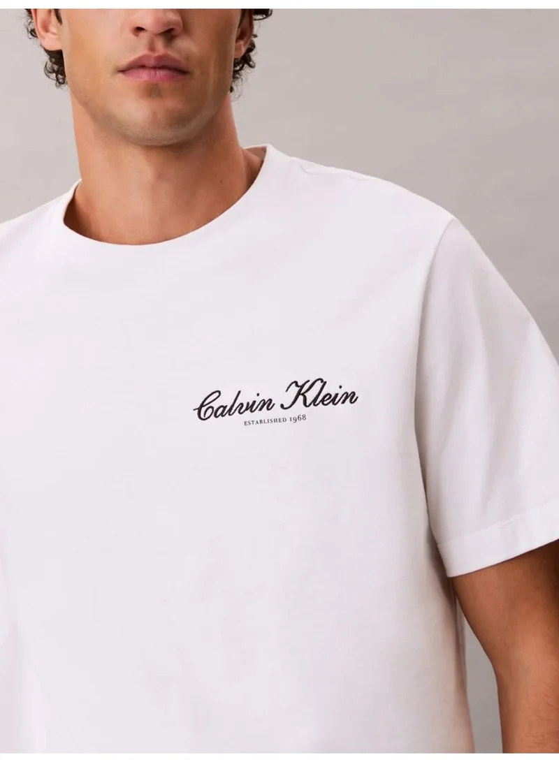 Calvin Klein Jeans Bright White Embroidered Logo T-Shirt for Men | Best Price UAE