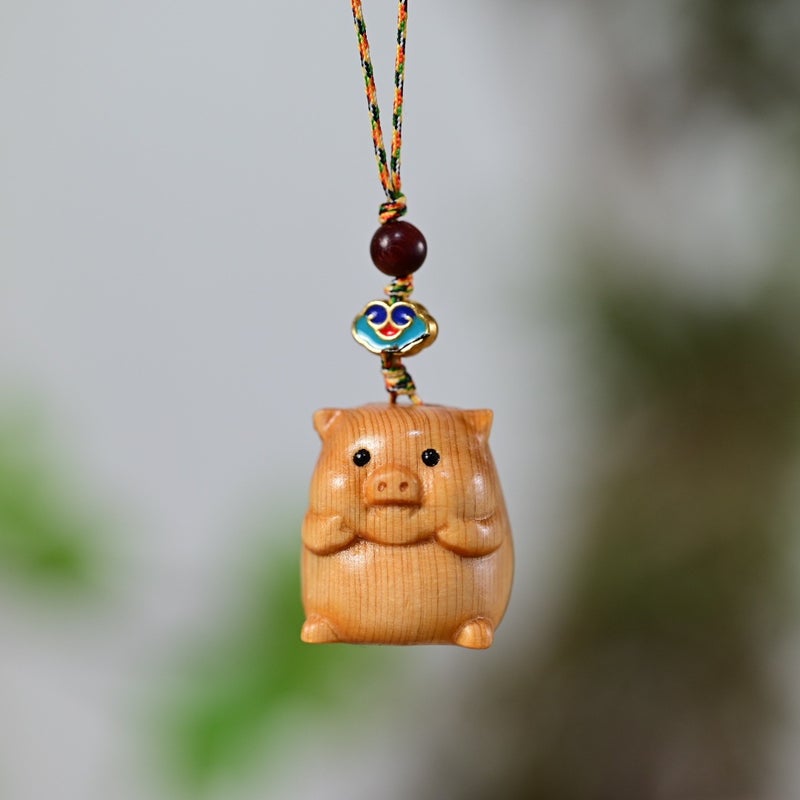 Thuja Zodiac Chinese Hundred Rosewood Car Keychain Cute Bag Mobile Phone Pendant Gift Pendant - Image 1