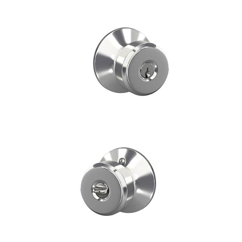 SCHLAGE F51A BWE 625 Bowery Knob Keyed Entry Lock Bright Chrome - Image 1
