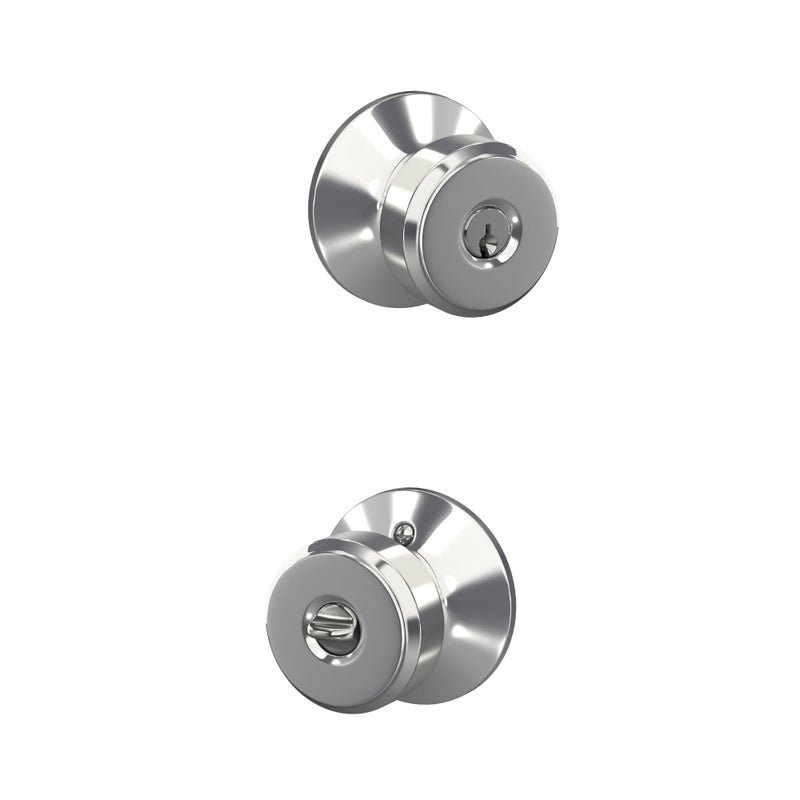 SCHLAGE F51A BWE 625 Bowery Knob Keyed Entry Lock Bright Chrome - Image 2