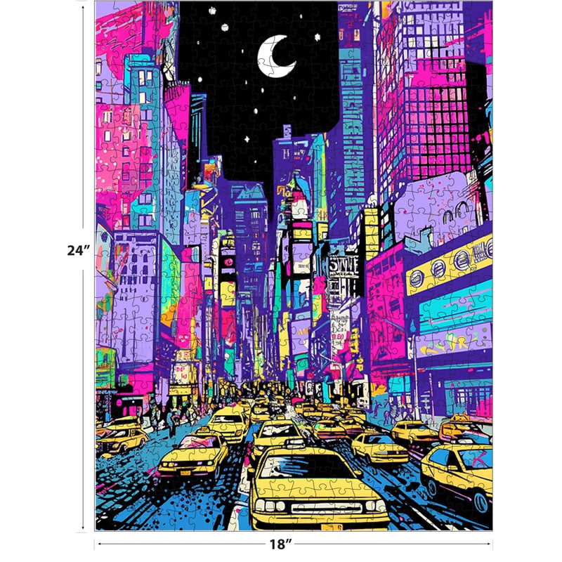 RoseArt - Neon Brights - Neon NYC - 500 Piece Jigsaw Puzzle for Adults, NYC Skyline - Image 3