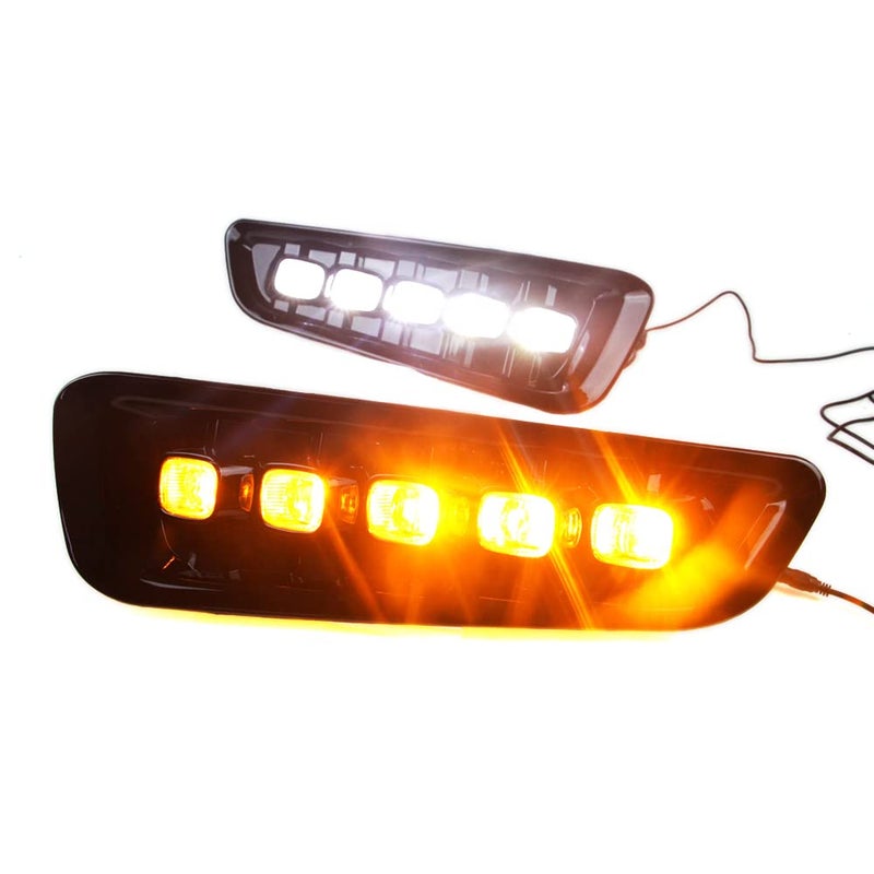 Dreamseek LED DRL for Ford F150 F-150 Raptor 2016 2017 2018 2019 2020 Bumper Driving Fog Lamp Daytime Running Assembly Lights Kits with Amber Turn Signal - Image 1