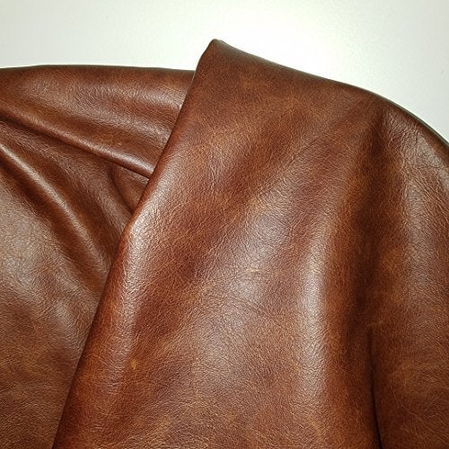 NAT Leathers Cognac Brown 2 Tone Vintage Two Tone Soft Upholstery Chap Cowhide 2.5 oz Genuine Leather Hide 20 x 24 inch Cut Produced in Italy - Image 1