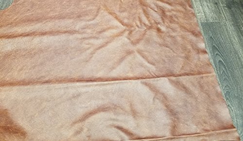 NAT Leathers Cognac Brown 2 Tone Vintage Two Tone Soft Upholstery Chap Cowhide 2.5 oz Genuine Leather Hide 20 x 24 inch Cut Produced in Italy - Image 2