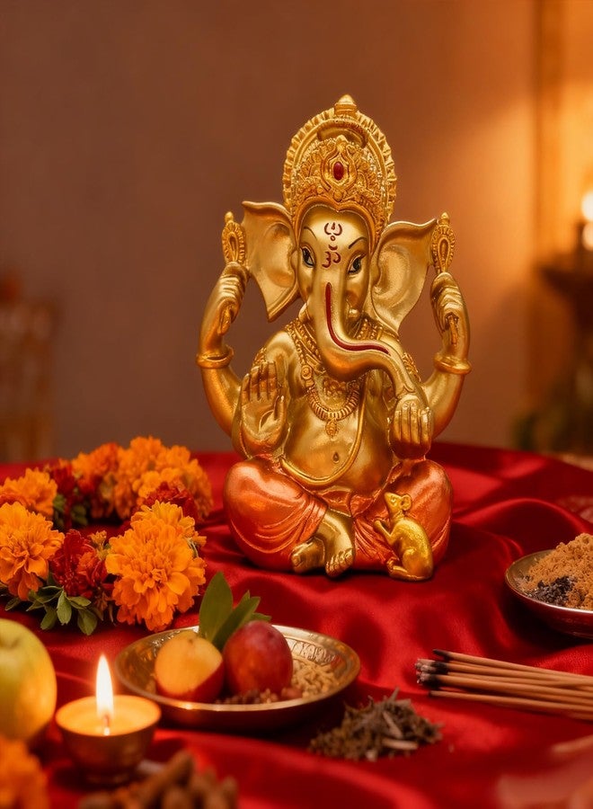 BangBangDa Hindu God Lord Ganesha Statue - Indian Ganesha Idol Murti Ganpati for Car Dashboard Decor Pooja Item Home Temple Mandir Puja Decoration Yoga Meditation Room Altar Shrine Kit Diwali Gifts Wedding Gifts - Image 3