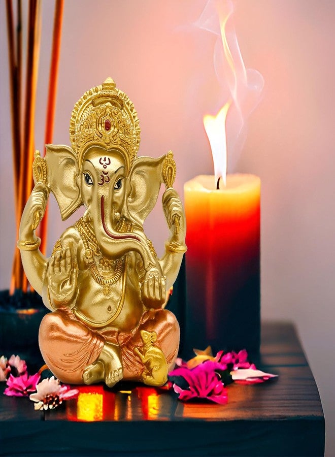 BangBangDa Hindu God Lord Ganesha Statue - Indian Ganesha Idol Murti Ganpati for Car Dashboard Decor Pooja Item Home Temple Mandir Puja Decoration Yoga Meditation Room Altar Shrine Kit Diwali Gifts Wedding Gifts - Image 1