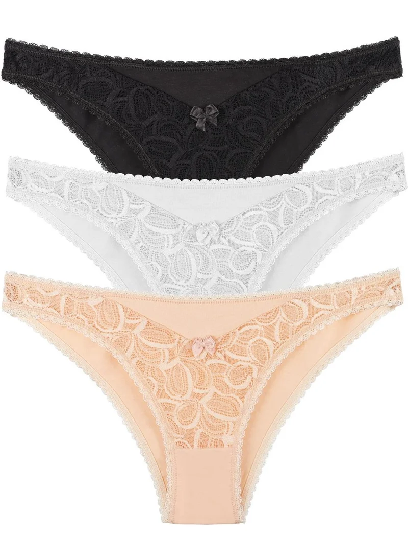 Sensu Women's Lace Front Slip Panties 3 Pack Set KTS2069