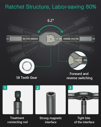 ORIA 42 in 1 Magnetic Screwdriver Set Multi Bit Ratchet Screwdriver Set With T Handle Portable DIY Repair Tool Kit for Electronic Repair Furniture Bicycle Computer - Image 3