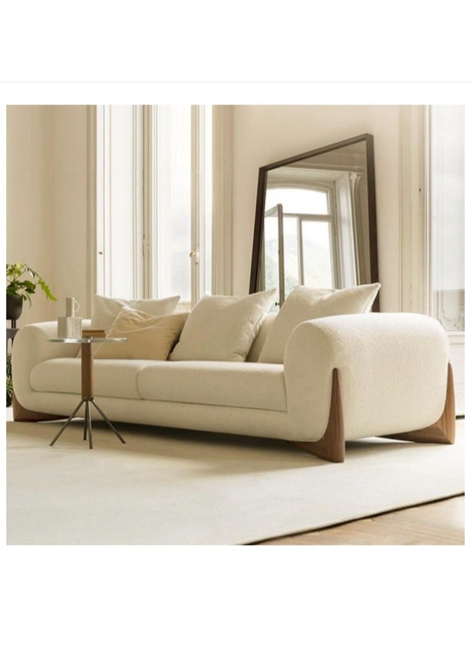 Ripple FURNITURE Tobago Fleece Fabric Overstuffed Multifunction Sofa, Wood Furniture For Home Livingroom, Bedroom, Office With Pillows (Beige, Three Seats 2.5M)…  - Image 1