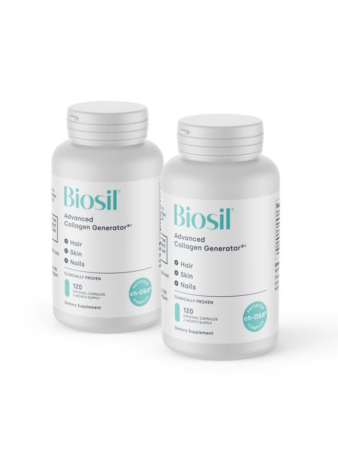 BIOSIL Collagen Booster Supplement - 120 Original Capsules, Pack of 2 - Patented ch-OSA Activator for Skin, Hair, Nails & Joints - Supports Natural Production - 120-Day Supply - Image 1