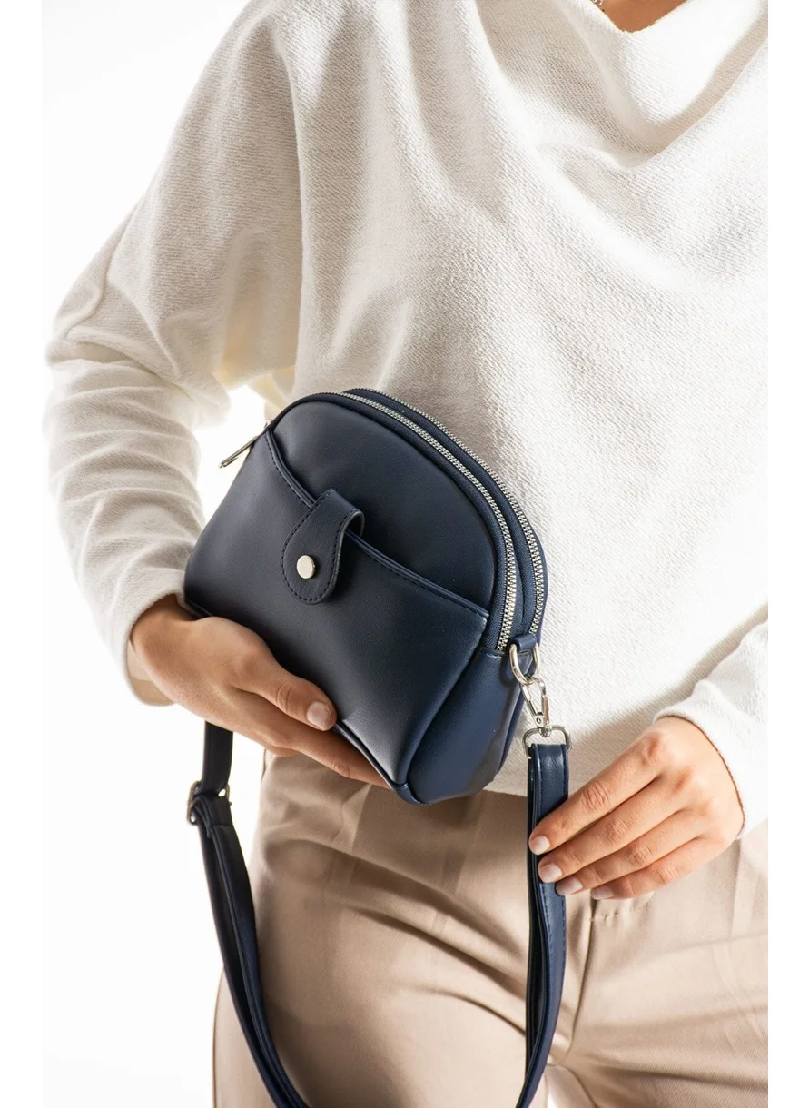 Sanmorris Women's Faux Leather Adjustable Crossbody Shoulder Bag with 4 Compartments and Magnetic Buckle Detail