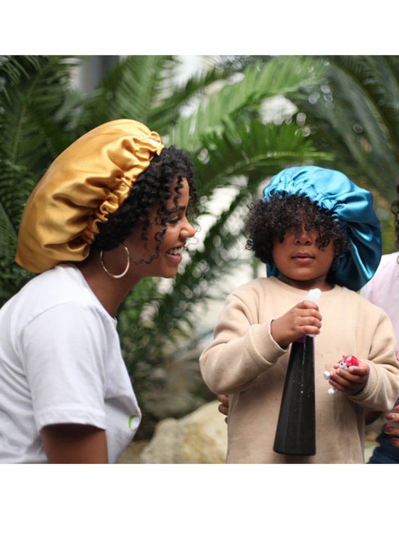 قبعة نوم ليلية نسائية مرنة مزدوجة الطبقات مرنة قبعة نوم ليلية نسائية بغطاء للشعر وقبعة استحمام (كاكي) - Image 3