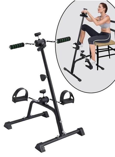Compact Exercise Bike, Pedal Exerciser Bike Hand Arm Leg and Knee Peddler Adjustable Fitness Equipment for Seniors, Elderly Home Pedal Exercise Bike for Total Body