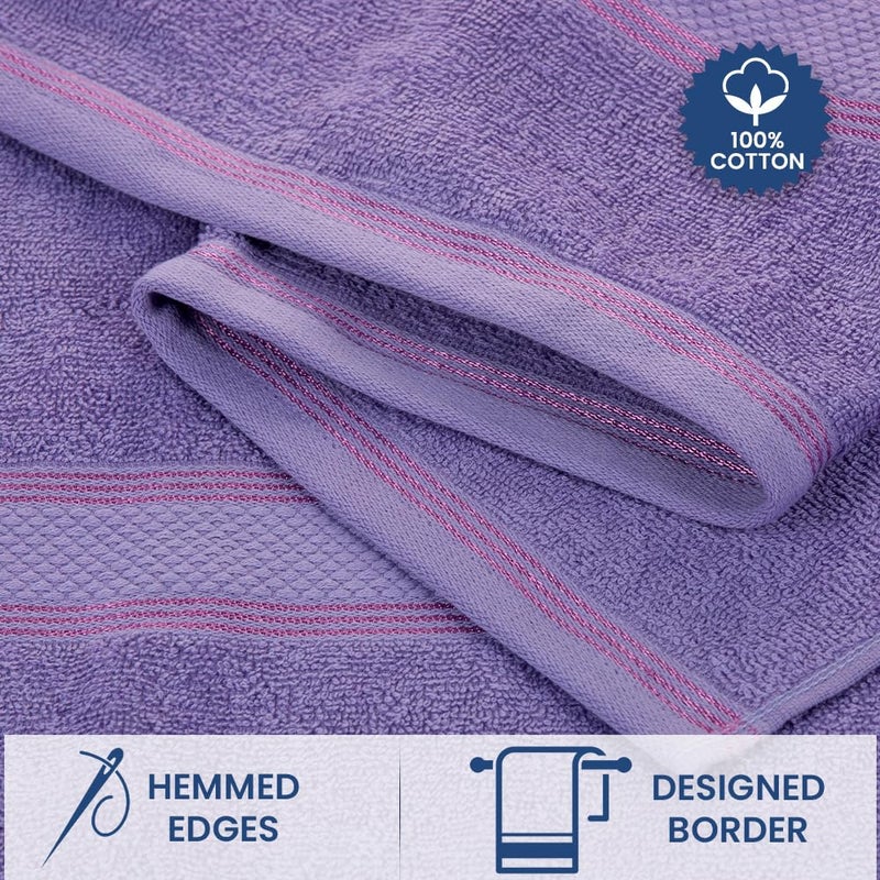 Casa Lino 8 Pc Premium Towel Set  Cotton Towels Set  400 GSM 2 Bath Towel  2 Hand Towel  & 4 Washcloths  Bathroom Set  Head Towels Wrap for Ladies  Gym Towel for Men Workout Purple - Image 4