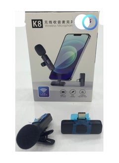 K8 Wireless Microphone, Digital Mini Portable Recording Clip Mic with Receiver for All Type-C Mobile Phones Camera Laptop for Vlogging YouTube Online Class, Zoom Call