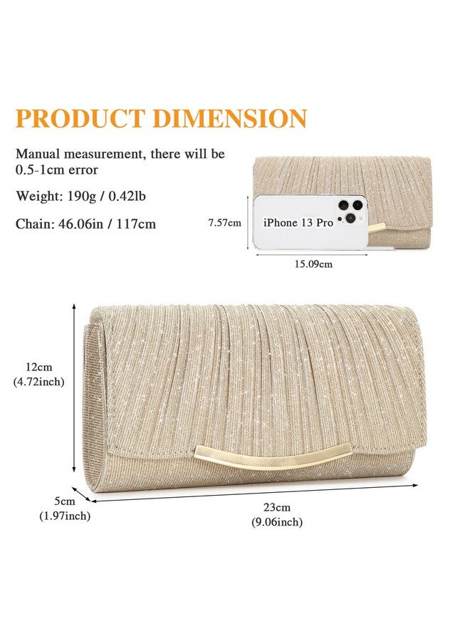 UBAYMAX Evening Bag Clutch Purses For Women Lady Girl Handbags Crossbody Bag Wedding Bag For Prom Cocktail Party Wedding Engagement (Champagne) - Image 2