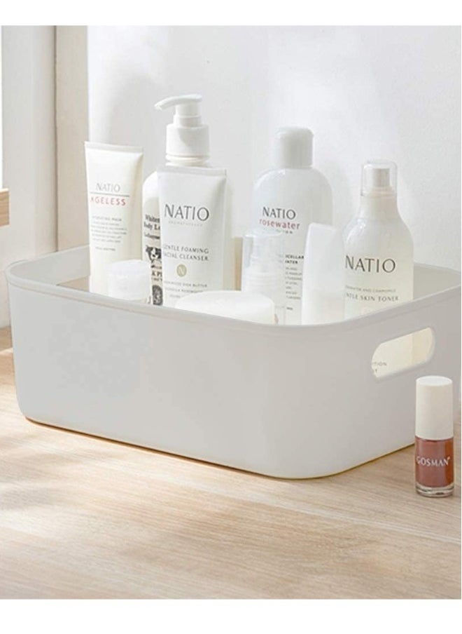 FLOWING - Set of 8 Plastic Storage Bins Basket Cabinet Organizer with Handle White - Image 1