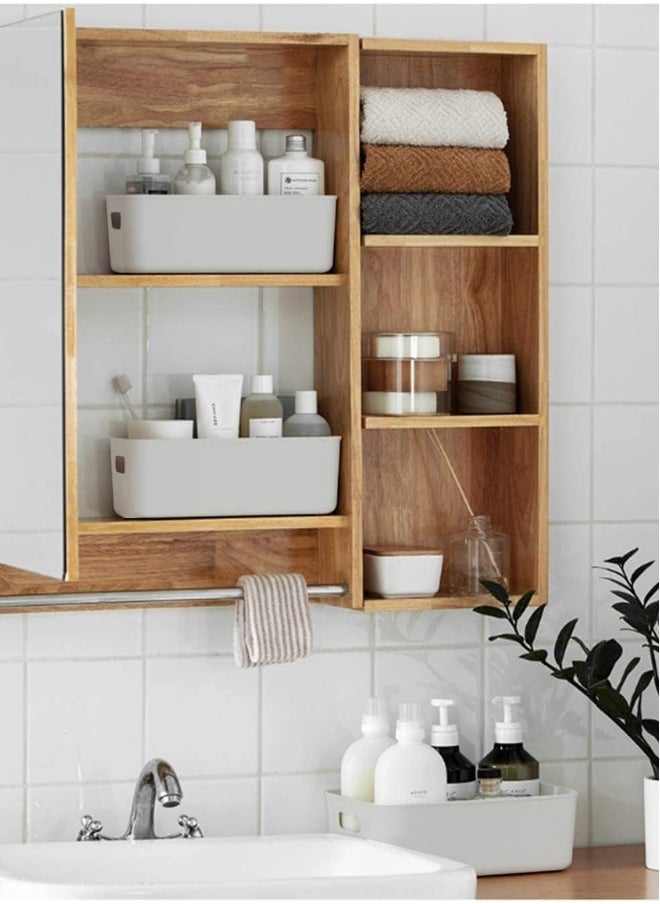FLOWING - Set of 8 Plastic Storage Bins Basket Cabinet Organizer with Handle White - Image 1