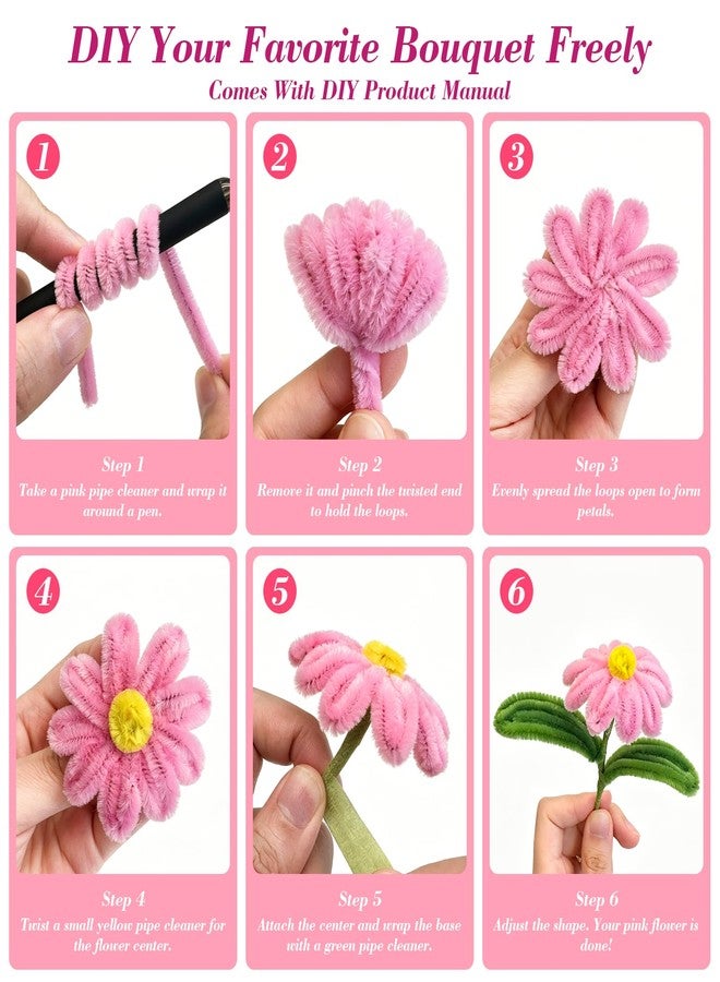 LISRUX 1800 PCS Pipe Cleaners Craft, Pipe Cleaner Flower Kit, 18 Colors Pipe Cleaners Bulk, Pipe Cleaners Flowers for Family Fun & Creativity, Holiday & Room Decorations, Art and Craft Supplies - Image 5