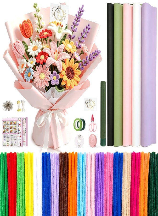 LISRUX 1800 PCS Pipe Cleaners Craft, Pipe Cleaner Flower Kit, 18 Colors Pipe Cleaners Bulk, Pipe Cleaners Flowers for Family Fun & Creativity, Holiday & Room Decorations, Art and Craft Supplies - Image 1