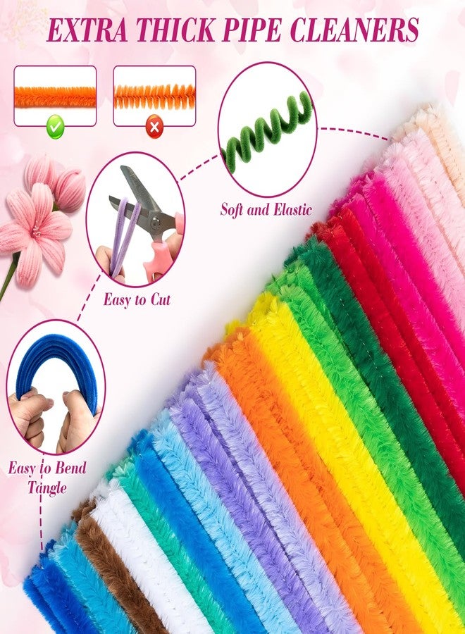 LISRUX 1800 PCS Pipe Cleaners Craft, Pipe Cleaner Flower Kit, 18 Colors Pipe Cleaners Bulk, Pipe Cleaners Flowers for Family Fun & Creativity, Holiday & Room Decorations, Art and Craft Supplies - Image 4