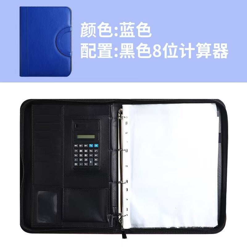 Zhe Ben Hang Multifunctional Leather A4 Zipper File Folder with Handle, Large Capacity Business Meeting Manager Organizer - Image 1