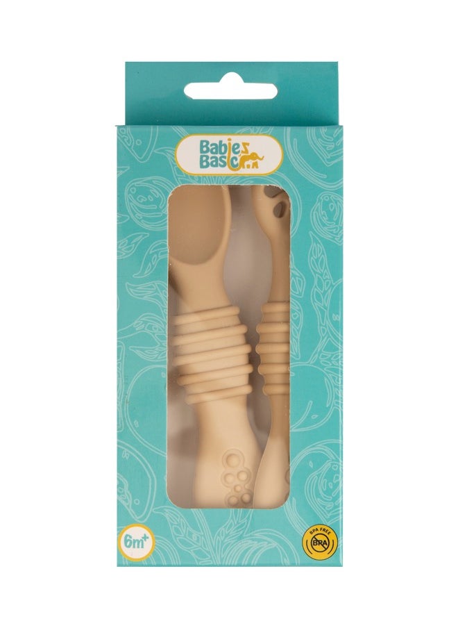 Babies Basic Soft Tip Bpa Free Silicone First Stage Training Spoon With Masher- Cream  - Image 4