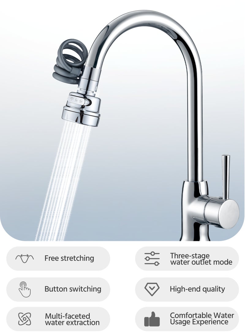 360 Degree Rotating Faucet Sprayer, Three Gears, Faucet Extender, Suitable for Kitchen, Bathroom - Image 2