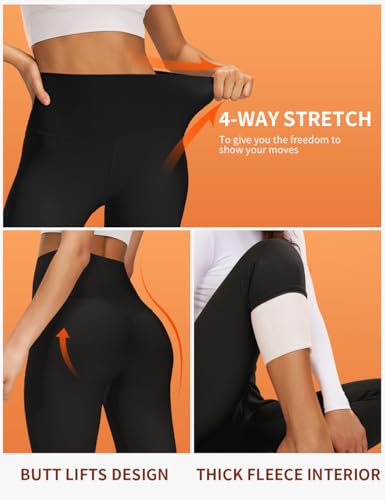 Bluemaple Fleece Lined Leggings for Women High Waisted Tummy Control Thermal Warm Winter for Women Workout Yoga Pants - Image 4
