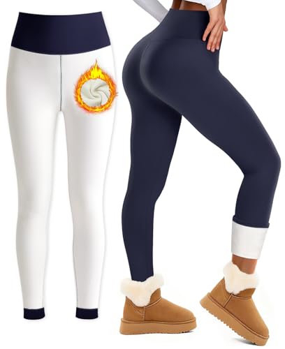 Bluemaple Fleece Lined Leggings for Women High Waisted Tummy Control Thermal Warm Winter for Women Workout Yoga Pants - Image 1