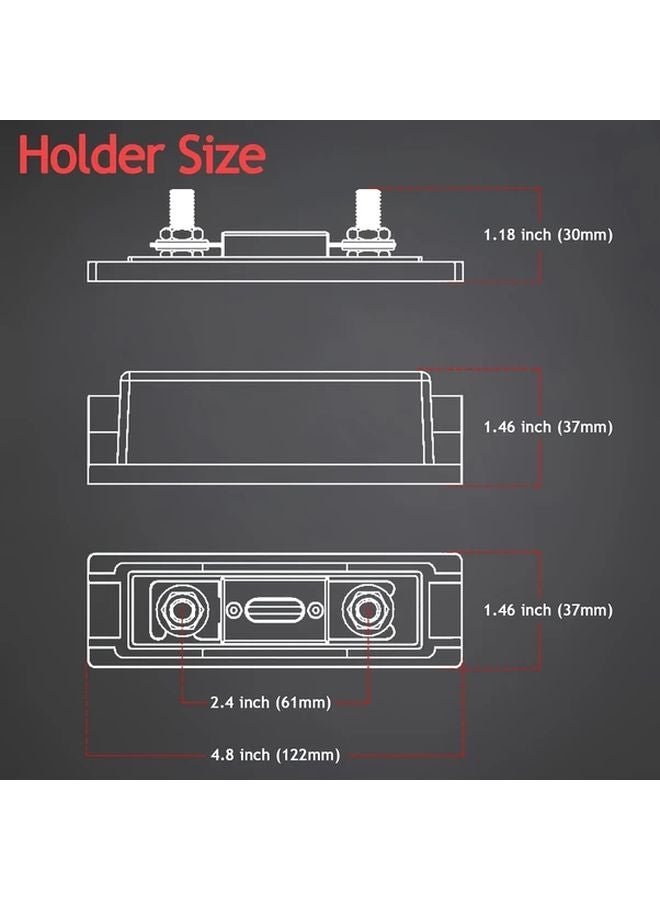 قطعتان حامل فيوز ANL 30A-300A لمقاس 0، 2، 4، 8 AWG كتلة فيوز لاستخدامات السيارات - Image 3