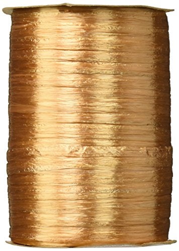Berwick Offray 1/4'' Wide Pearlized Raffia Ribbon, Gold, 100 Yards, 7MM - Image 1