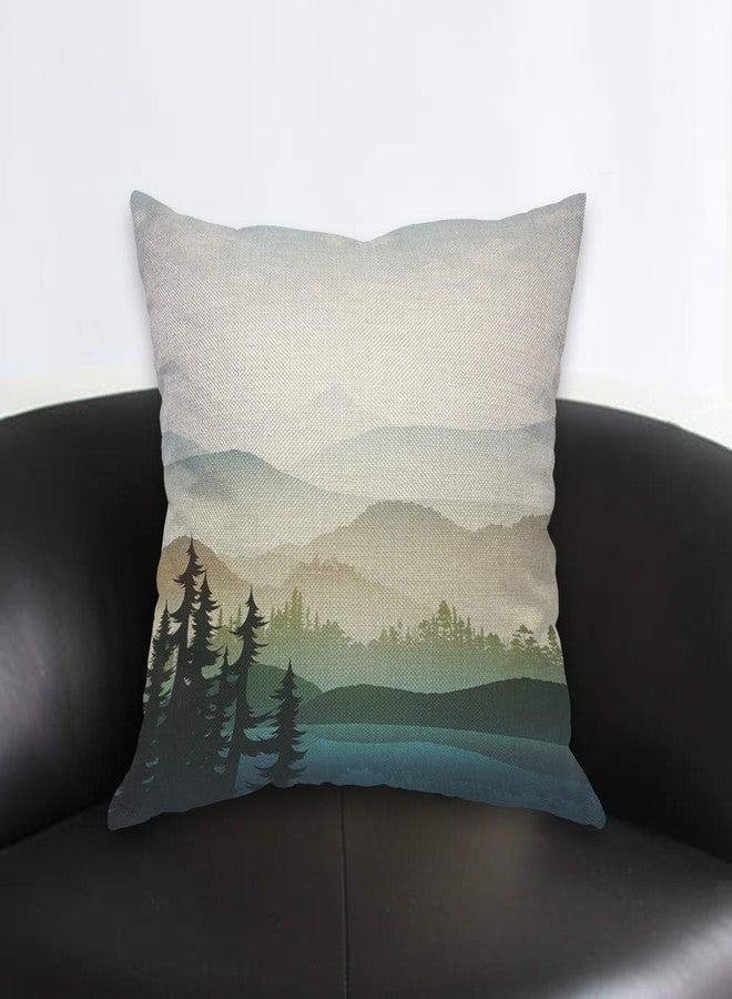 AOYEGO Nature Landscape Throw Pillow Cover Mountain Forest and Lake Summer Green Plant Fog River Park Pillow Case 18x18 Inch Decorative Cotton Linen Square Cushion for Home Couch Bed - Image 2