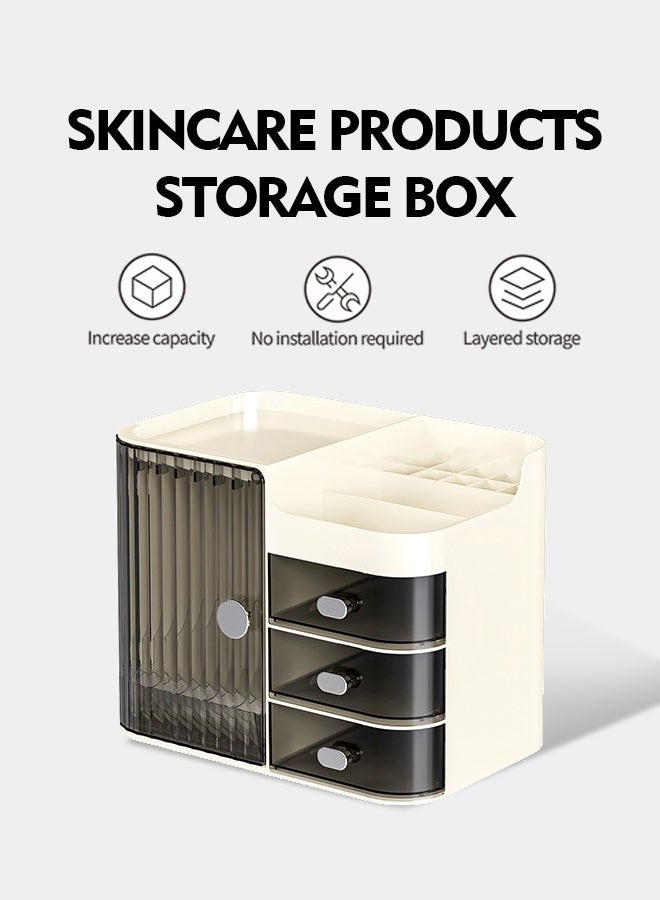 صندوق تخزين مستحضرات التجميل بسعة كبيرة، شفاف وسهل العثور عليه، متعدد الطبقات ومقاوم للغبار - Image 1