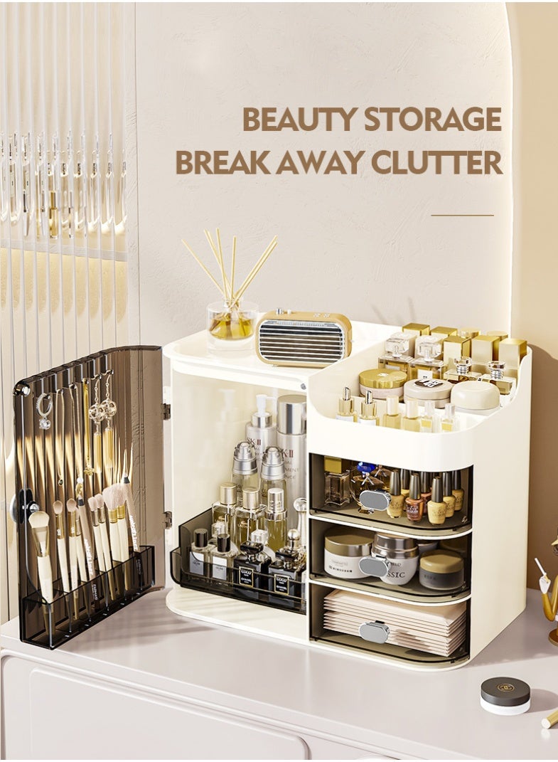 صندوق تخزين مستحضرات التجميل بسعة كبيرة، شفاف وسهل العثور عليه، متعدد الطبقات ومقاوم للغبار - Image 4