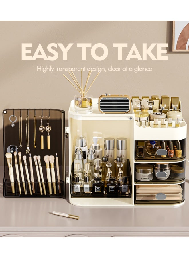 صندوق تخزين مستحضرات التجميل بسعة كبيرة، شفاف وسهل العثور عليه، متعدد الطبقات ومقاوم للغبار - Image 3