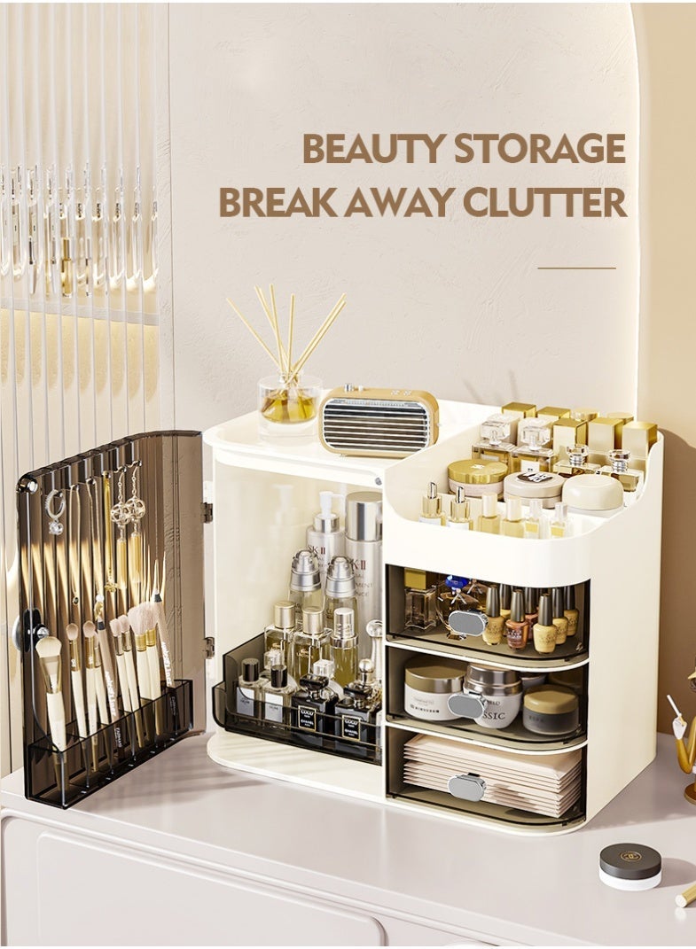 صندوق تخزين مستحضرات التجميل بسعة كبيرة، شفاف وسهل العثور عليه، متعدد الطبقات ومقاوم للغبار - Image 5