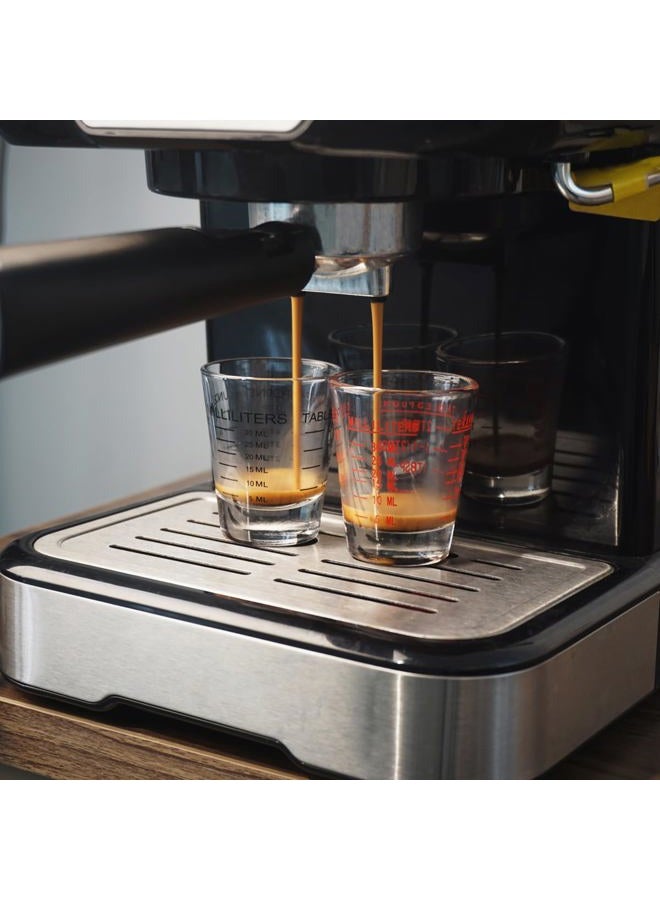 BCnmviku Shot Glasses Measuring cup Espresso Shot Glass Liquid Heavy Glass Wine Glass 2 Pack 26-Incremental Measurement 1oz, 6 Tsp, 2 Tbs, 30ml (Black and Red) - Image 2