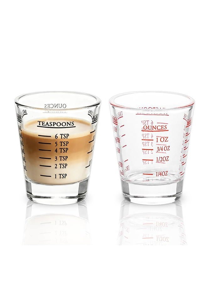 BCnmviku Shot Glasses Measuring cup Espresso Shot Glass Liquid Heavy Glass Wine Glass 2 Pack 26-Incremental Measurement 1oz, 6 Tsp, 2 Tbs, 30ml (Black and Red) - Image 1