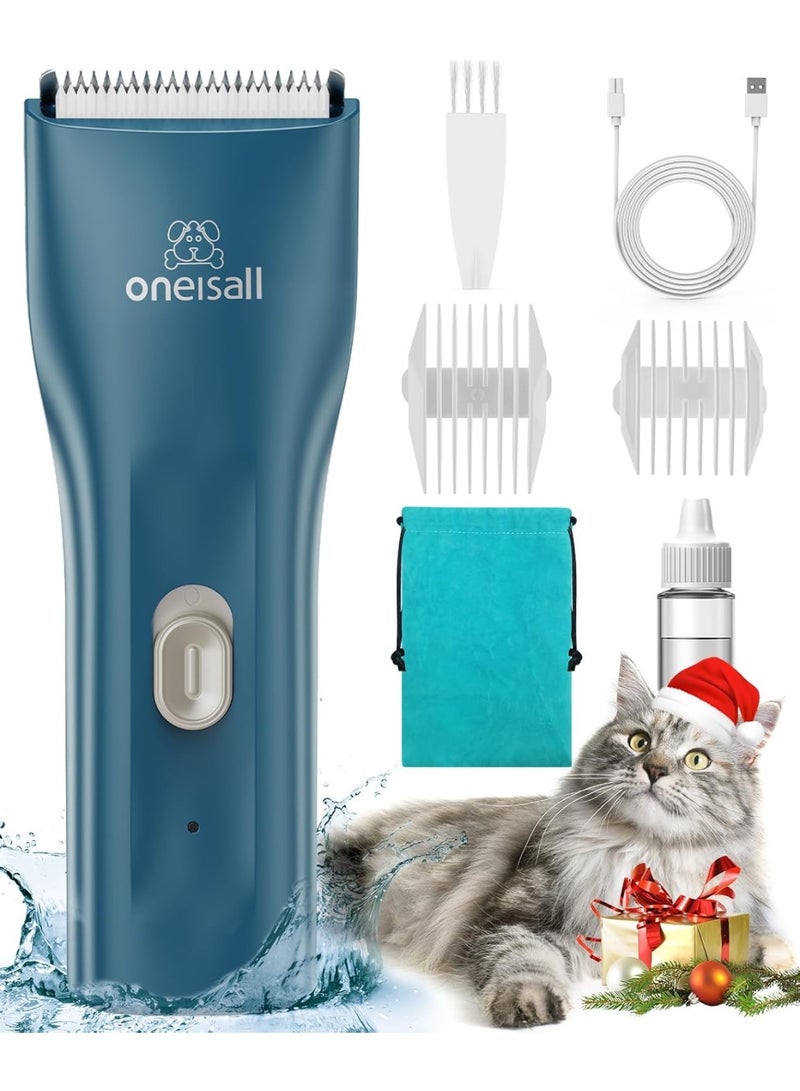 oneisall Pet Clipper for Cats – Quiet, Waterproof & Cordless Grooming Shaver for Matted Hair and Long Fur | Professional Cat Clippers with Storage Bag for Easy Grooming at Home - Image 1