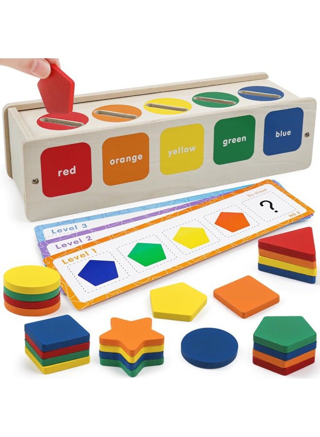 ROOCHKD Wooden Color & Shape Sorting Box, Kids Geometric Matching Blocks, Montessori Learning Sorter Toy for Colors and Shapes Recognition, Gift for Preschool Kids 2-5 Year Old Boys and Girls - Image 1