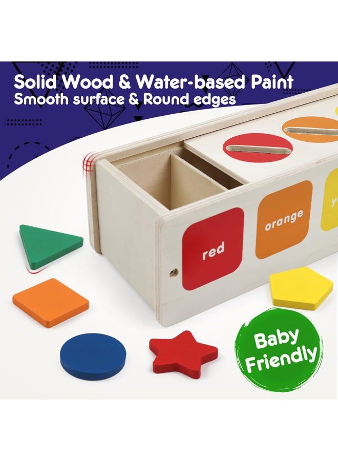 ROOCHKD Wooden Color & Shape Sorting Box, Kids Geometric Matching Blocks, Montessori Learning Sorter Toy for Colors and Shapes Recognition, Gift for Preschool Kids 2-5 Year Old Boys and Girls - Image 2