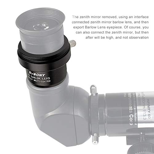 SVBONY Barlow Lens 2X, 1.25 inch Barlow Lens with Multi Coated Broadband Green Film, Telescope Accessories with M42 Thread for Telescope Eyepiece - Image 5
