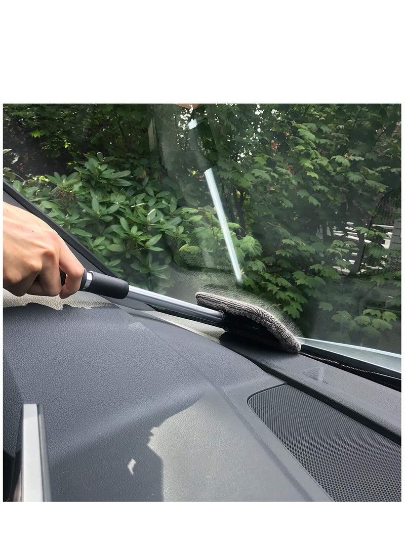 SYOSI Windshield Window Cleaning Tool Car Windshield Cleaner Brush Auto Glass Wiper with Long Extendable Handle and 7 Pieces Washable Reusable Microfiber Cloth for Cleaning Car Window - Image 3