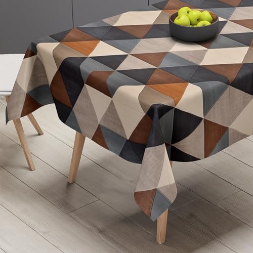 BRIDA® Polyester Spandex Stretchable Floral Geometric Printed Dining Chair Covers Elastic Chair Seat Case Protector, Slipcovers (6 Seater Table Cover + 6 Chair Cover, Navy Grey Geometric) - Image 3