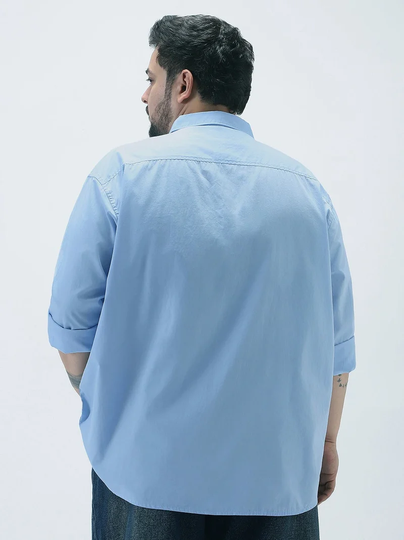 Urbano Fashion  Urbano Plus Men's Light Blue Cotton Full Sleeve Regular Fit Casual Solid Shirt  | Best Price UAE