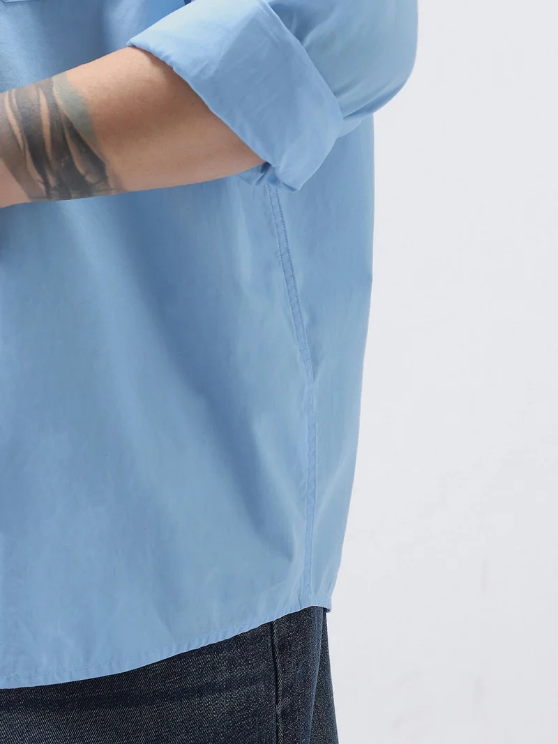 Urbano Fashion  Urbano Plus Men's Light Blue Cotton Full Sleeve Regular Fit Casual Solid Shirt  | Best Price UAE