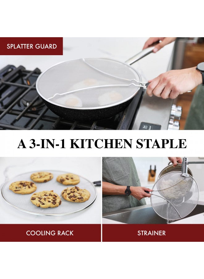 BergKoch Splatter Screen for Frying Pan - 11.5 Inch Stainless Steel Grease Splatter Guard - Cover Oil Splash when Sizzling Bacon, Cooking Fried Chicken or Popcorn - Image 3
