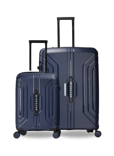 GIORDANO Giordano Luggage Sets of 2 Hard Shell PP Durable Lightweight Carry on &amp; Checked Suitcase with Double Spinner Wheels, Secure Combination Lock Travel Bag, Unbreakable Hardcase Suitcase 2 Pcs Navy (S+L)