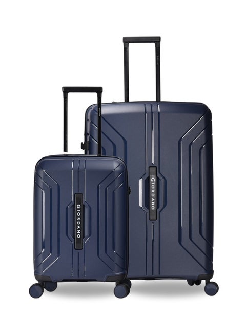 Giordano Luggage Sets of 2 Hard Shell PP Durable Lightweight Carry on & Checked Suitcase with Double Spinner Wheels, Secure Combination Lock Travel Bag, Unbreakable Hardcase Suitcase 2 Pcs Navy (S+L)